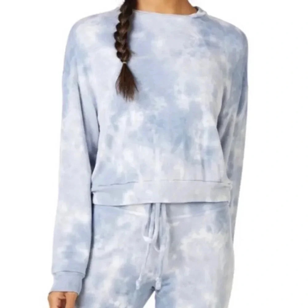 Beyond Yoga Blue Dream & Gray Cloud Tie-Dye Day to Day Pullover S
